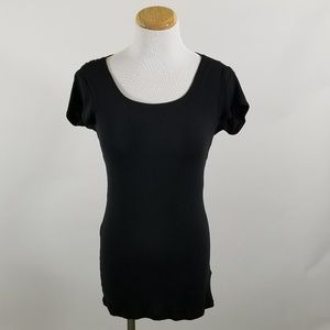 CAbi Black Flip It Short Sleeve Shirt Style 382 XS